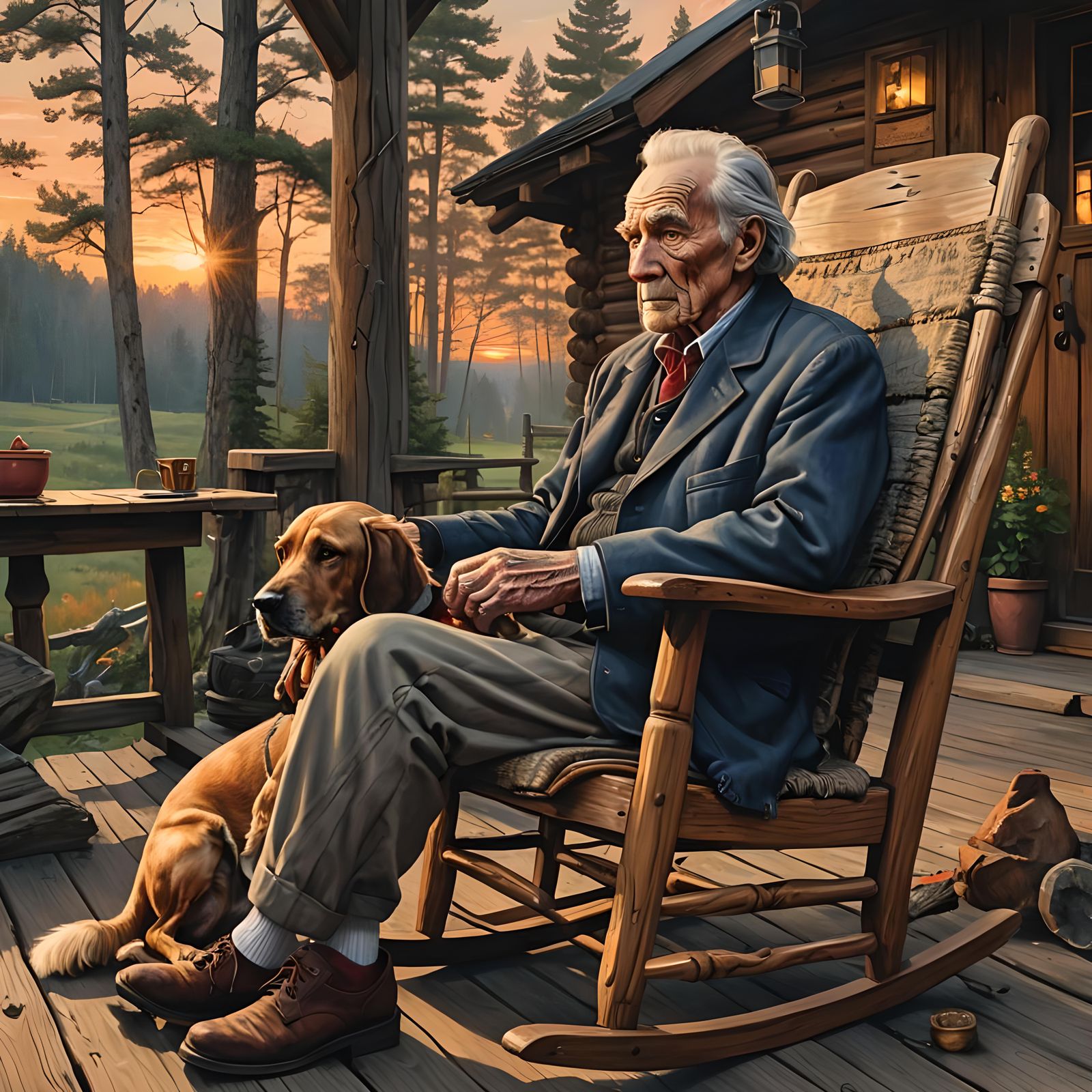 Hyperrealistic Portrait: World's Oldest Man and Dog