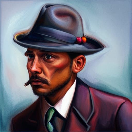 Mango in Fedora: Hyperrealistic Impressionistic Art