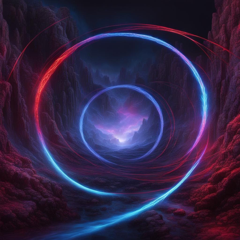 Glowing Time Stream in Deep Color, Matte Painting