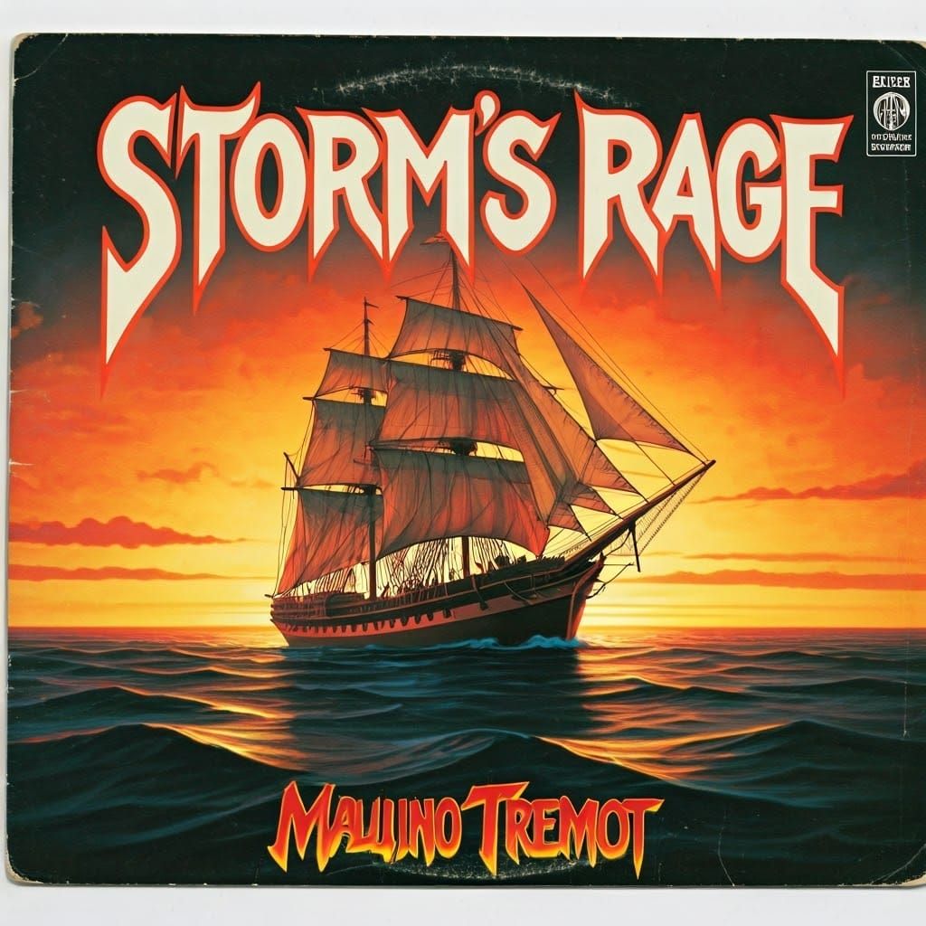 Storm's Rage Record Sleeve with Sunset Ship