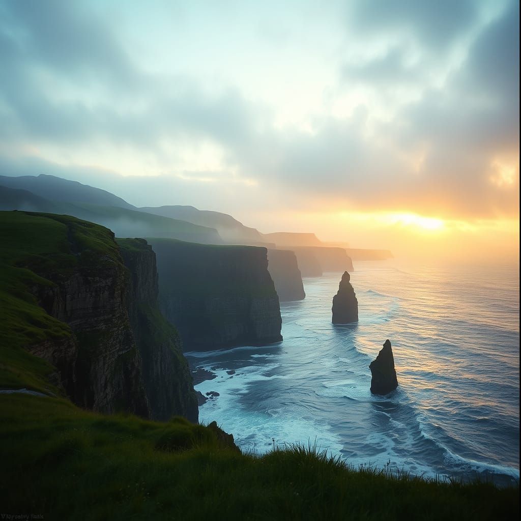 Mystical Emerald Irish Landscape at Dusk