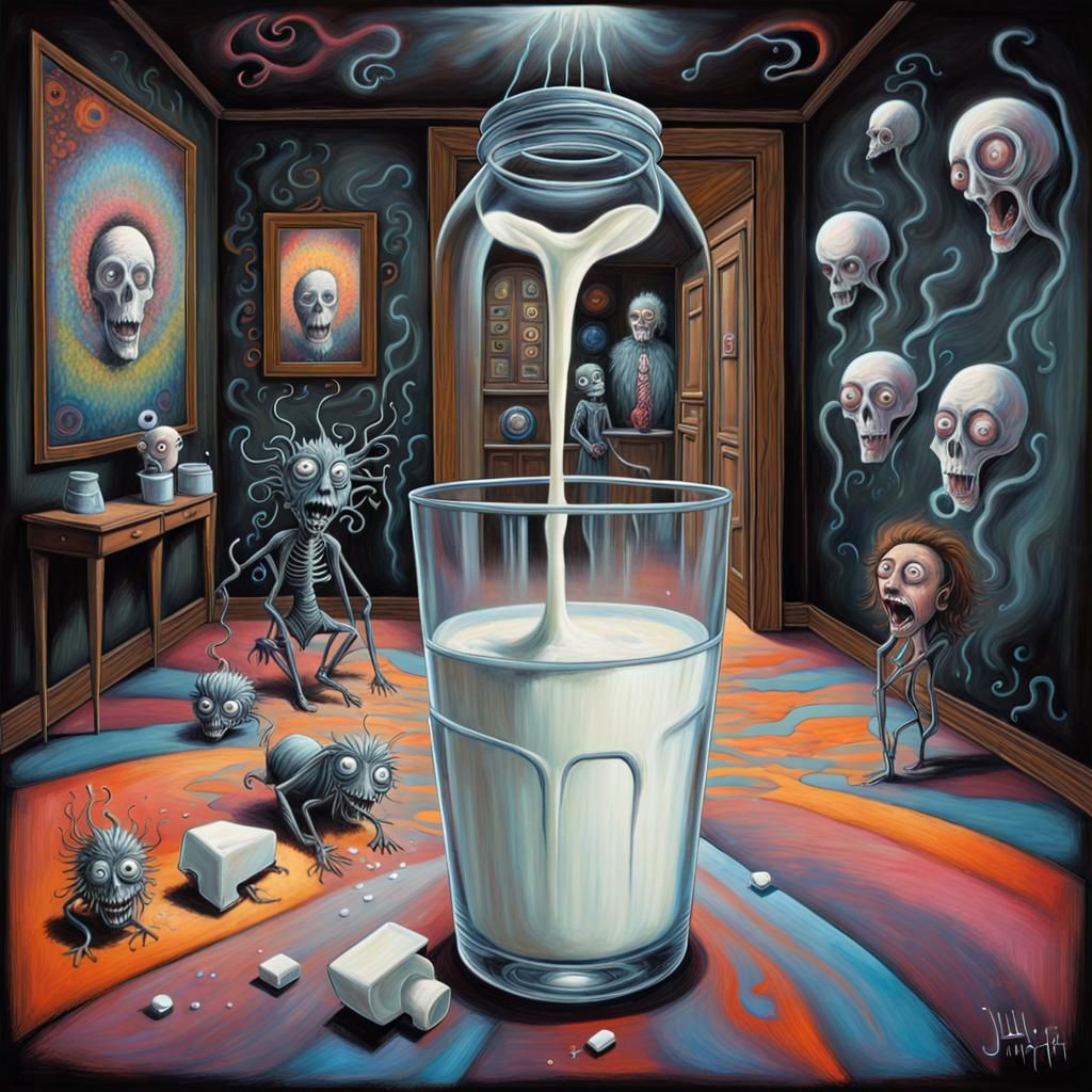 Scary Psychedelic Chalk Art of Spoiled Milk