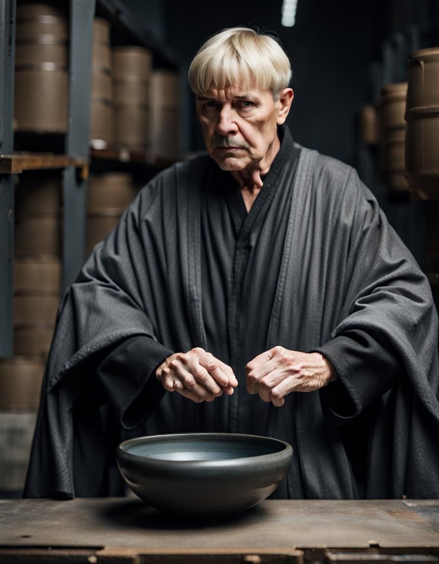 Middle Aged Sorcerer in Dark Grey Robes