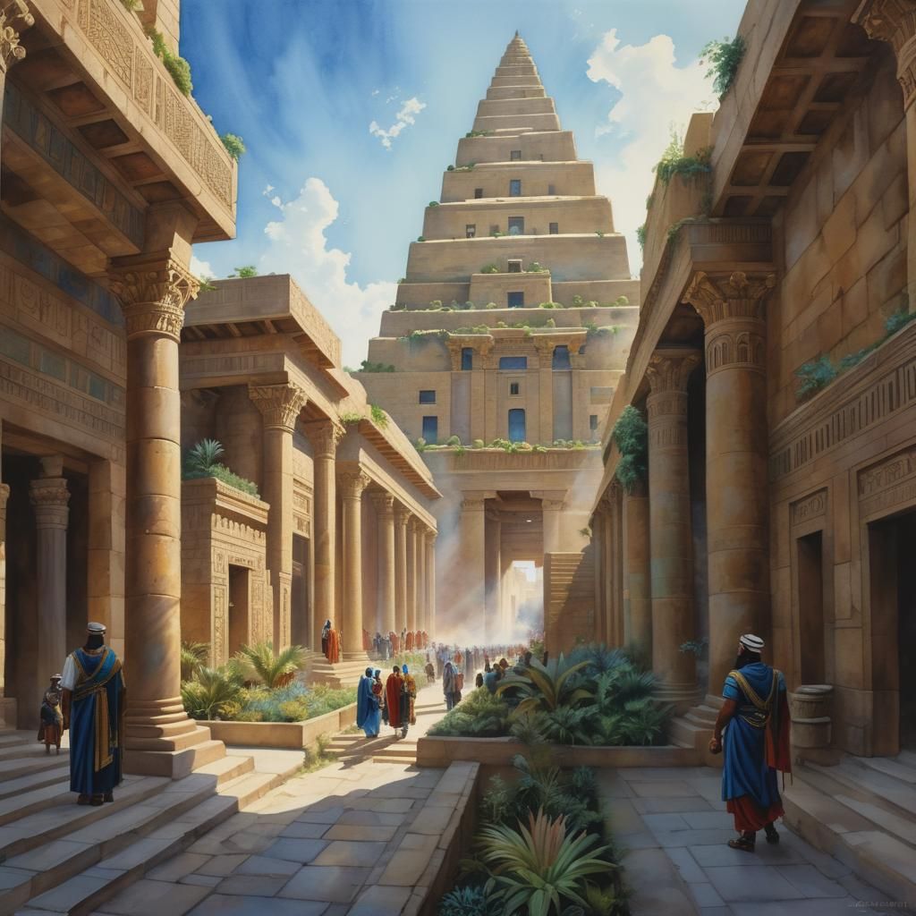 Babylonian Civilization in Watercolor Painting