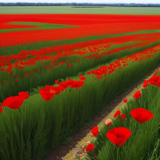 poppies growing between the crosses in Flanders field