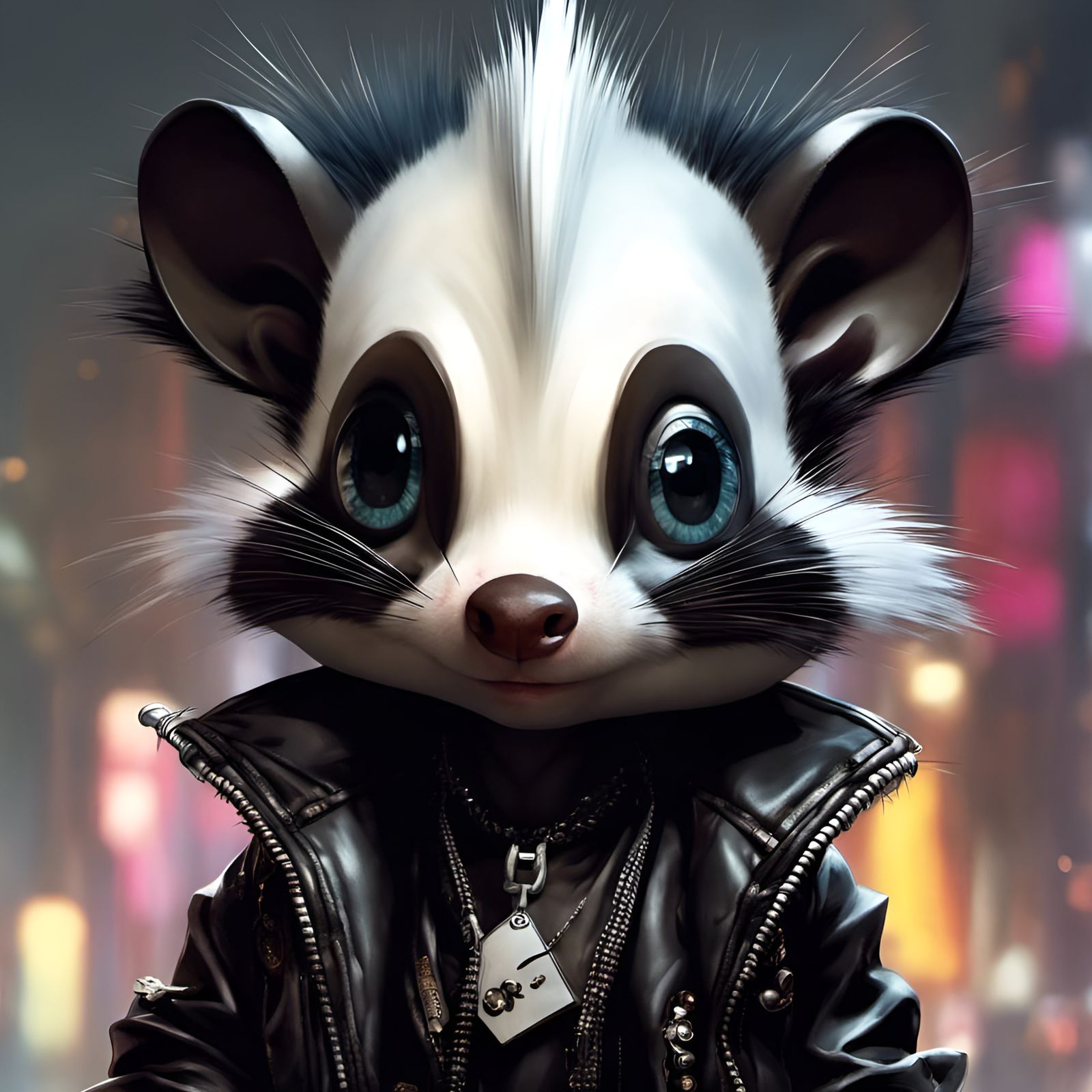 Adorable Punk Skunk in Detailed 3D Style