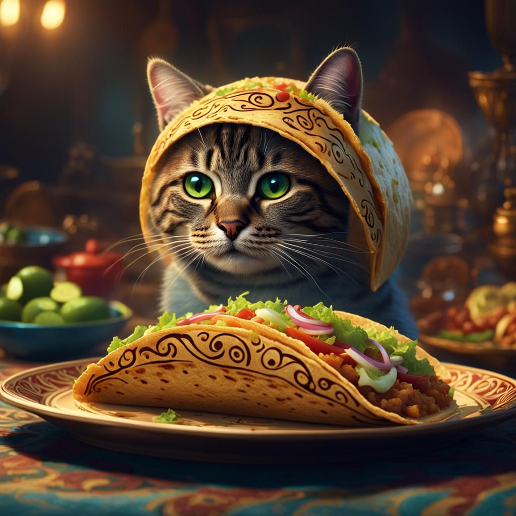 Cat-like Taco on Platter: Digital Matte Painting