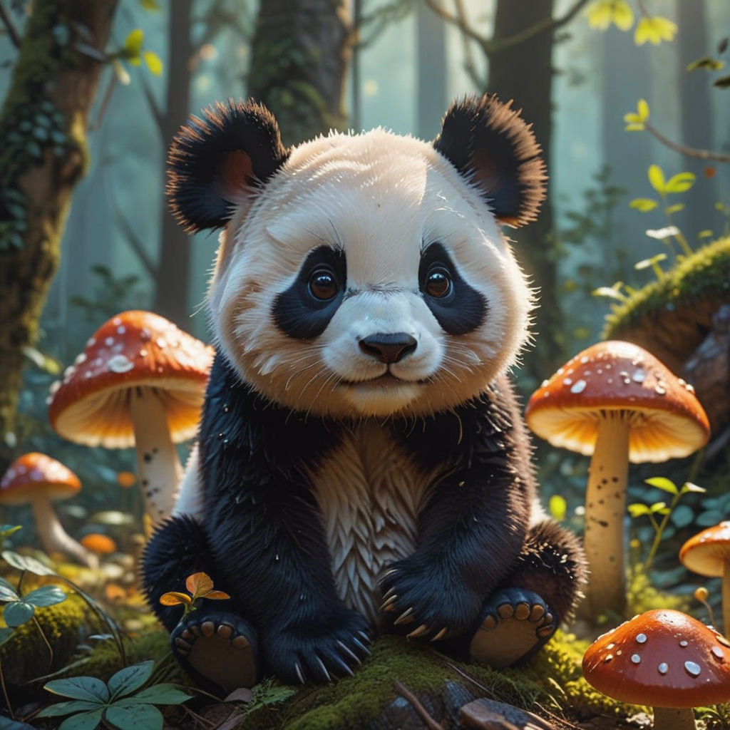 Enchanted Whimsy in a Bioluminescent Forest