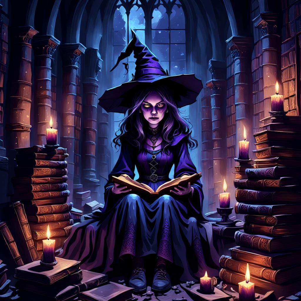 Gothic Witch in Candlelit Chamber Digital Painting