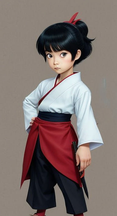 Little Samurai in Traditional Japanese Attire