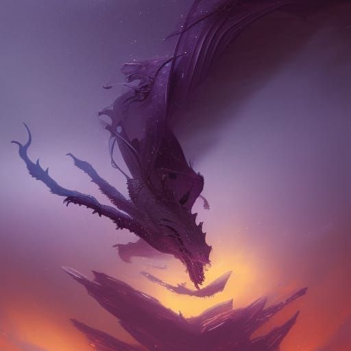 Cosmic Space Dragon in Thunderstorm: Dark Fantasy Art