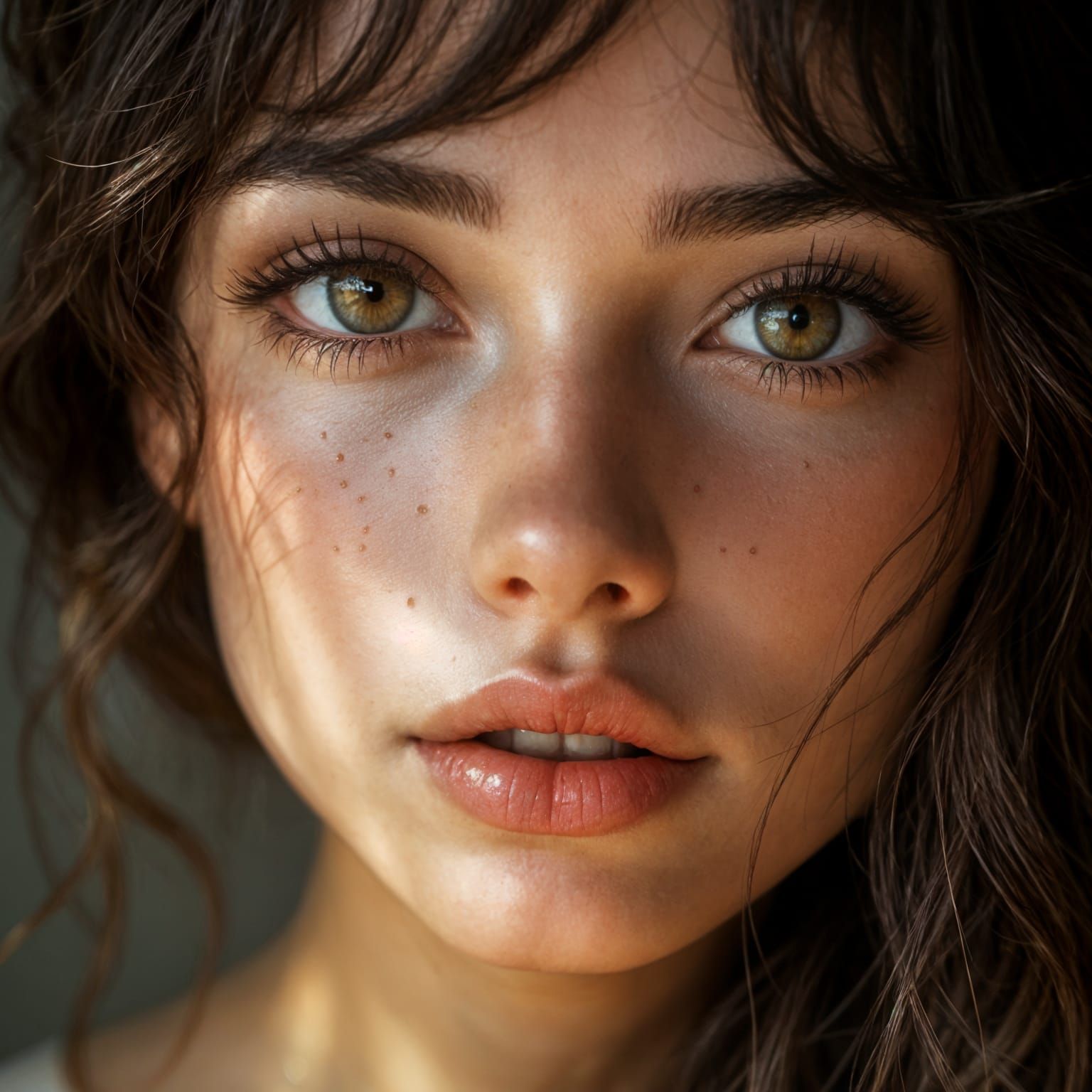 Portrait of a Beautiful Woman with Brown Eyes