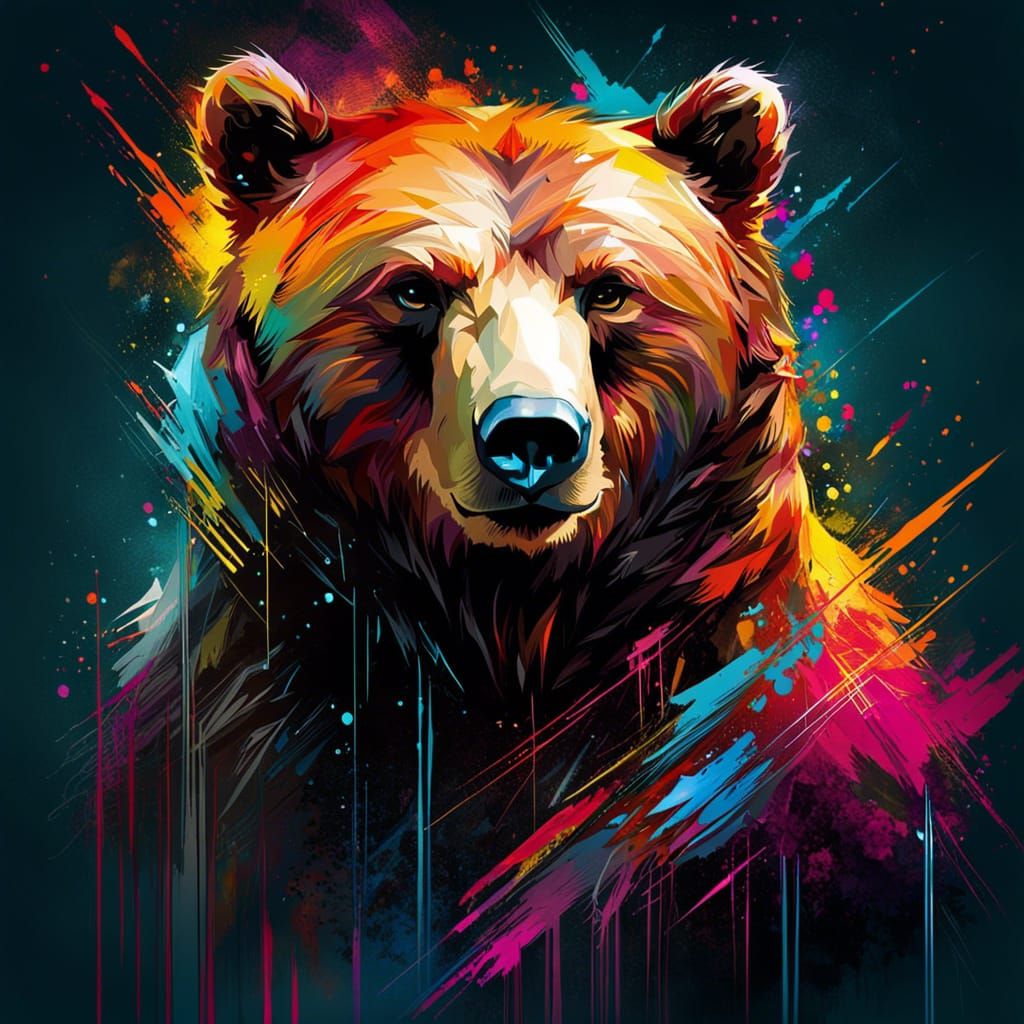 Magical Guardian Bear Portrait in Digital Art Style
