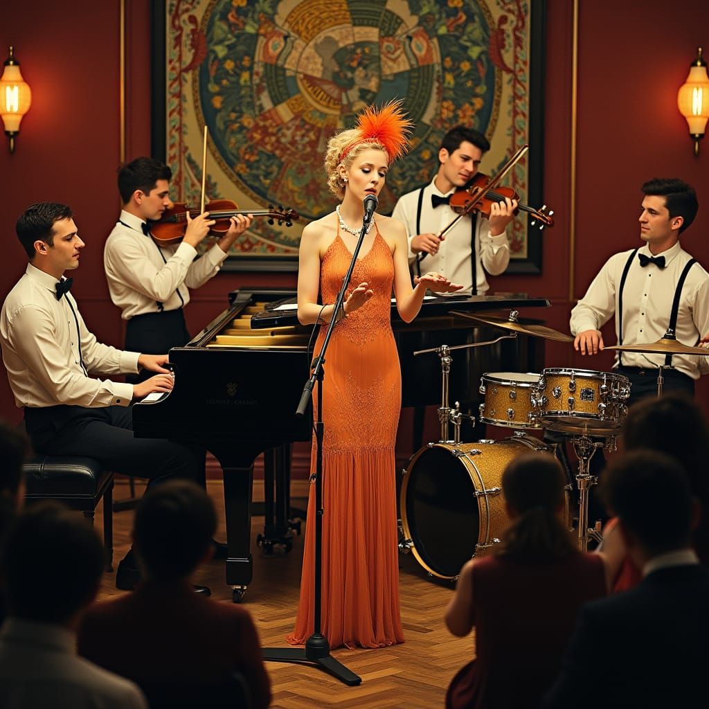 1920s Jazz Band Performance in Art Deco Style