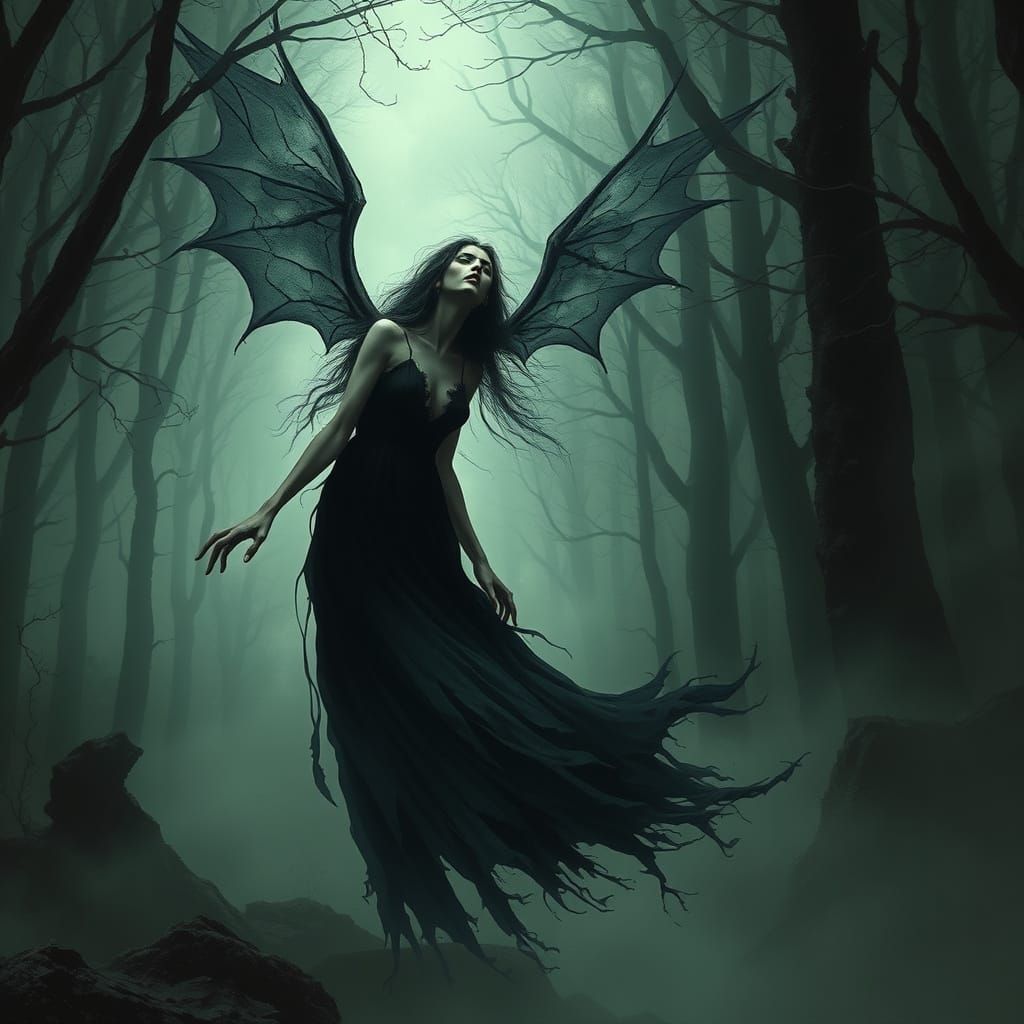 Ethereal Banshee Wails in Misty Forest
