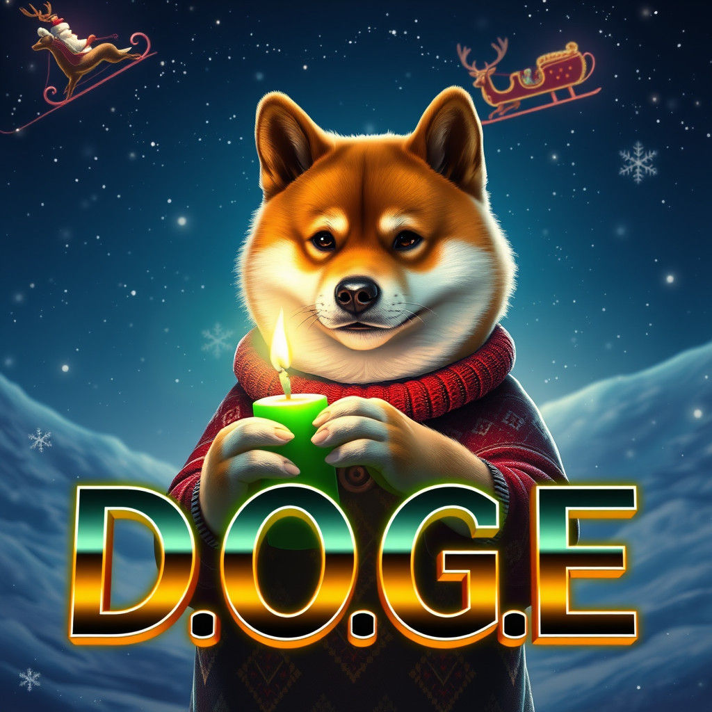 Shiba Inu Celebrates Christmas with Green Candle