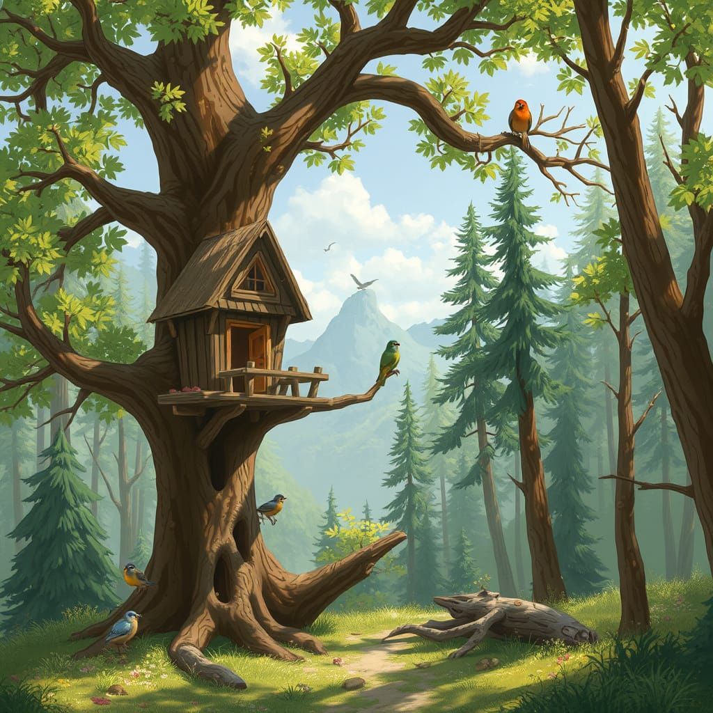 Sunny Treehouse Village in the Woods