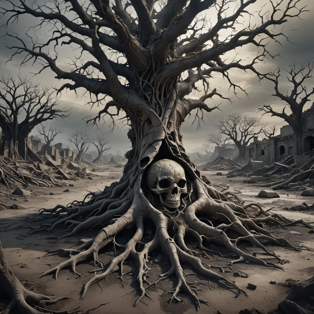 Mystical Empty Human Shell in Abandoned Landscape