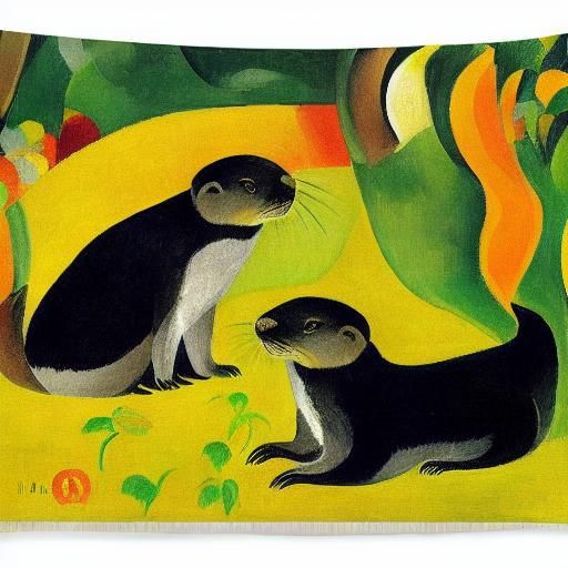 Kindred Otters in Fauvist Style