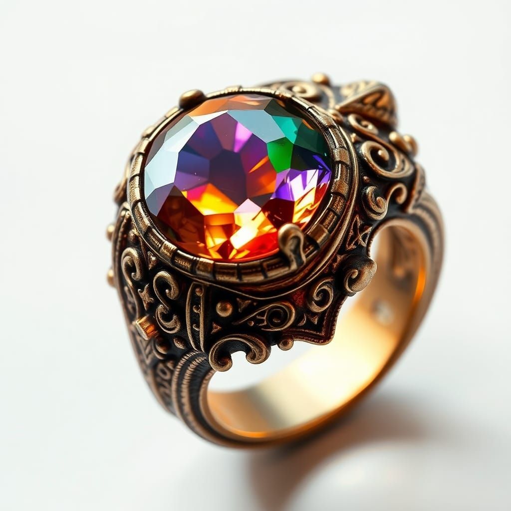 Enchanted Ring with Glowing Gemstone in Fantasy Style