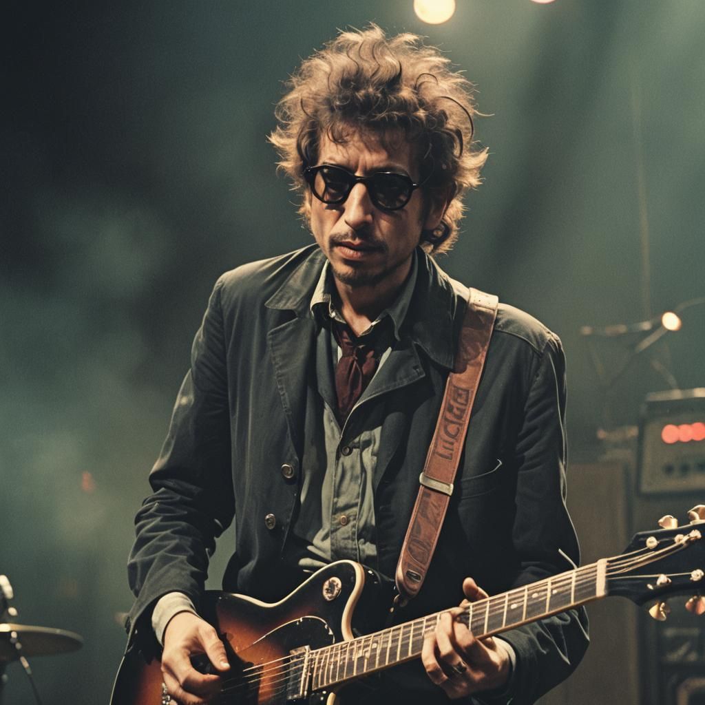 Bob Dylan Electric: A Dramatic Cinematic Film Still