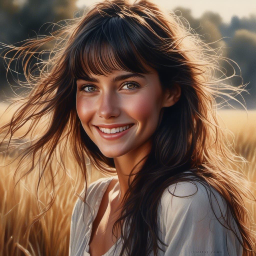 Hyperrealistic Watercolor Portrait of a Beautiful Woman