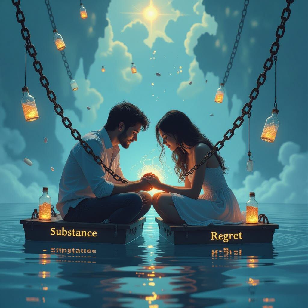 Surreal Couple Bound by Vices in Abstract Void