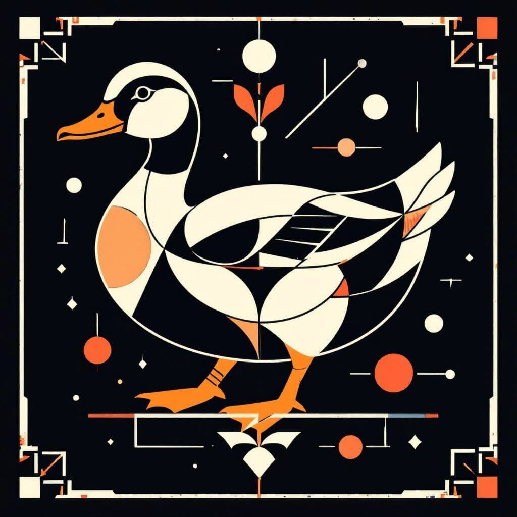 Minimalist Geometric Duck Tattoo Design
