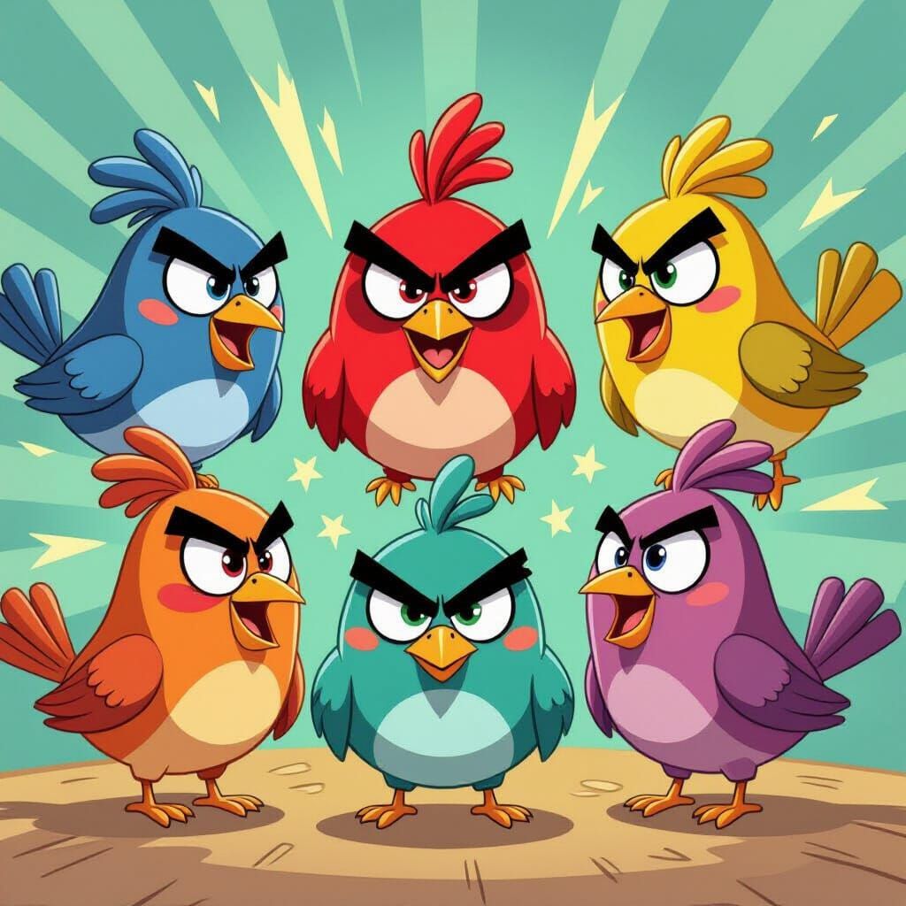 Angry Birds in Classic 2D Animation Style