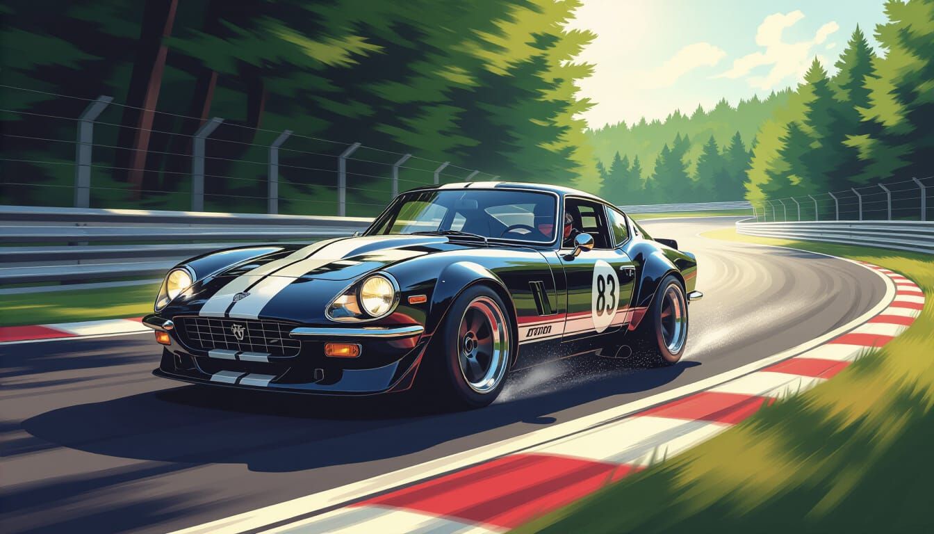 Retro-Modern Triumph GT6 Sports Car Comic Art