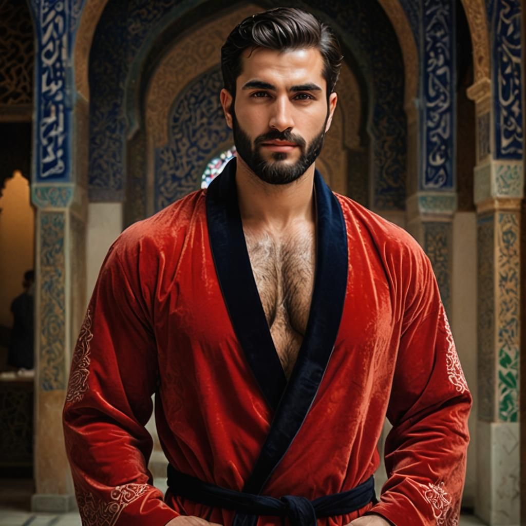 Divine Iranian Man in Mosque, 3D Render