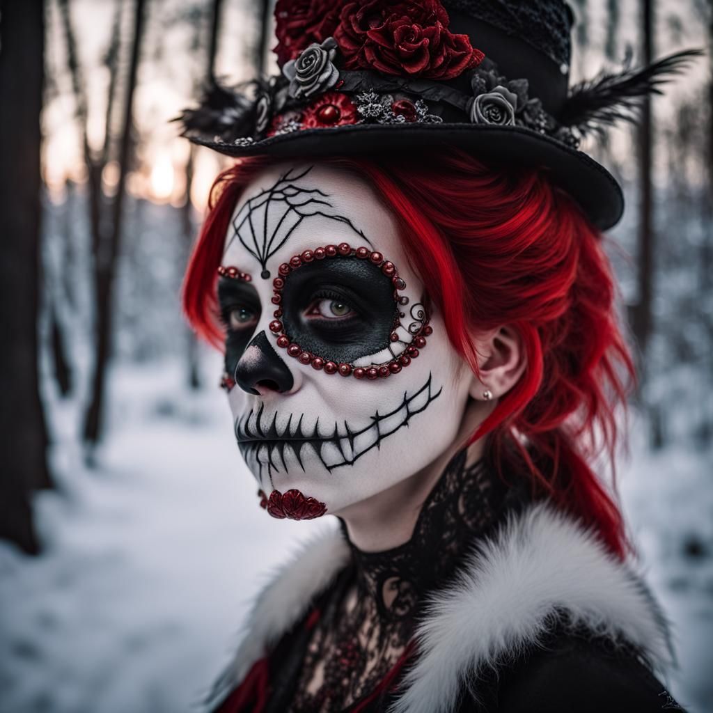 Macaulay Culkin with Sugar Skull Steampunk Makeup