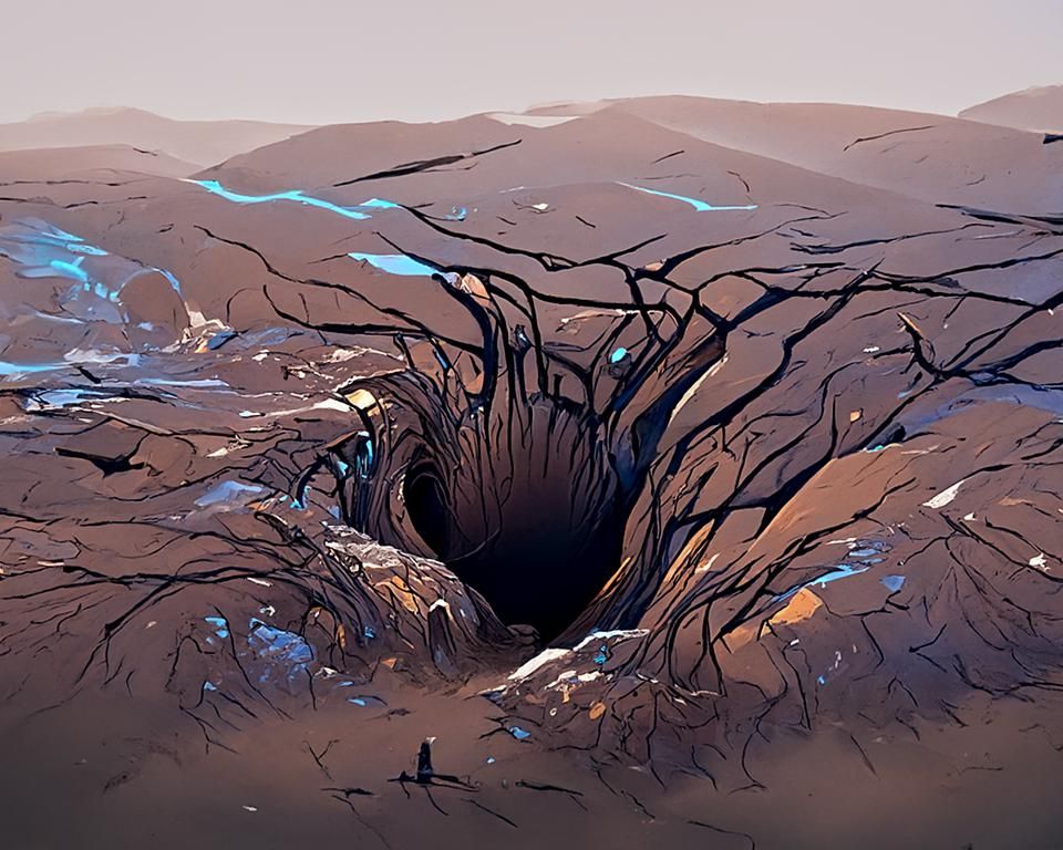 Wasteland Sinkhole Digital Artwork in Dark Colors