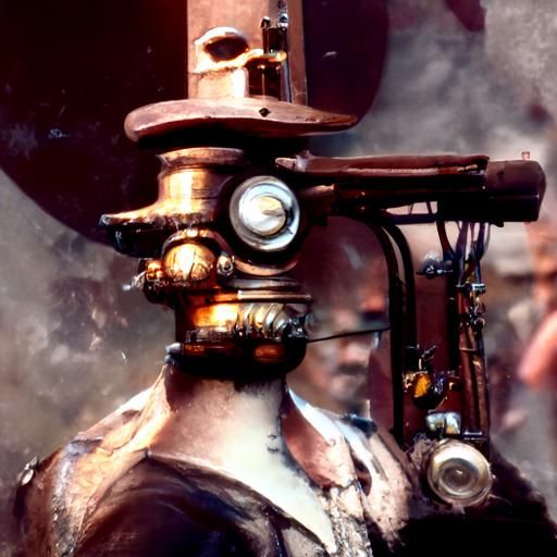 Steampunk Cyborg with Monitor Head