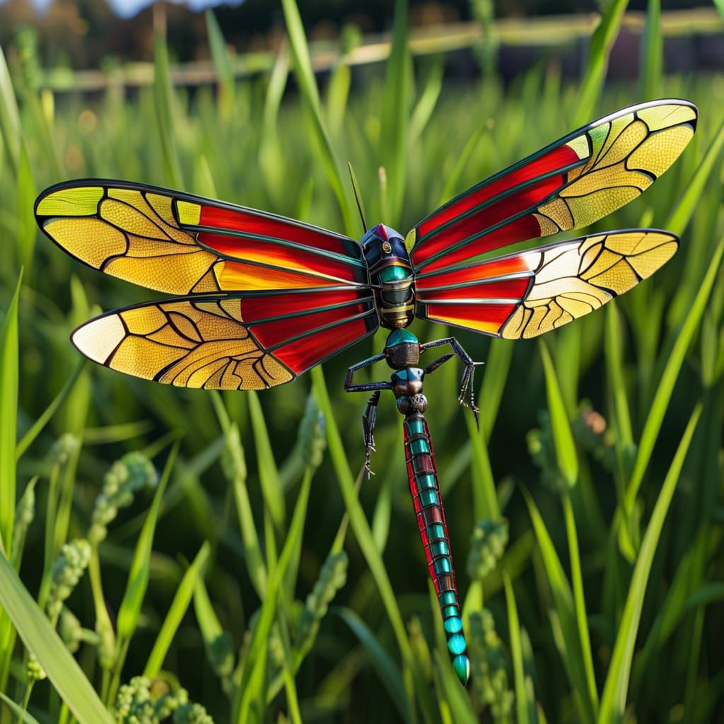 Robotic Dragonfly with Stained Glass Wings