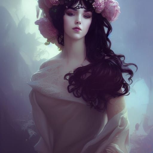 Gothic Princess Portrait in Art Nouveau Style