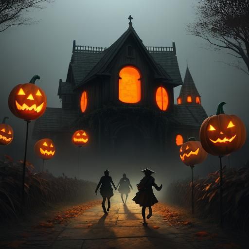 Spooky Pumpkin Patch Adventure in Hyper-Realistic Style