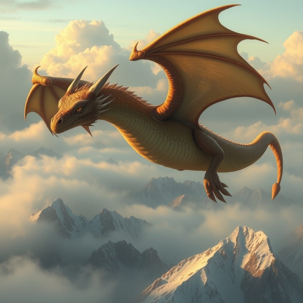 Dragonite in a Muted, Ultra-Realistic Landscape