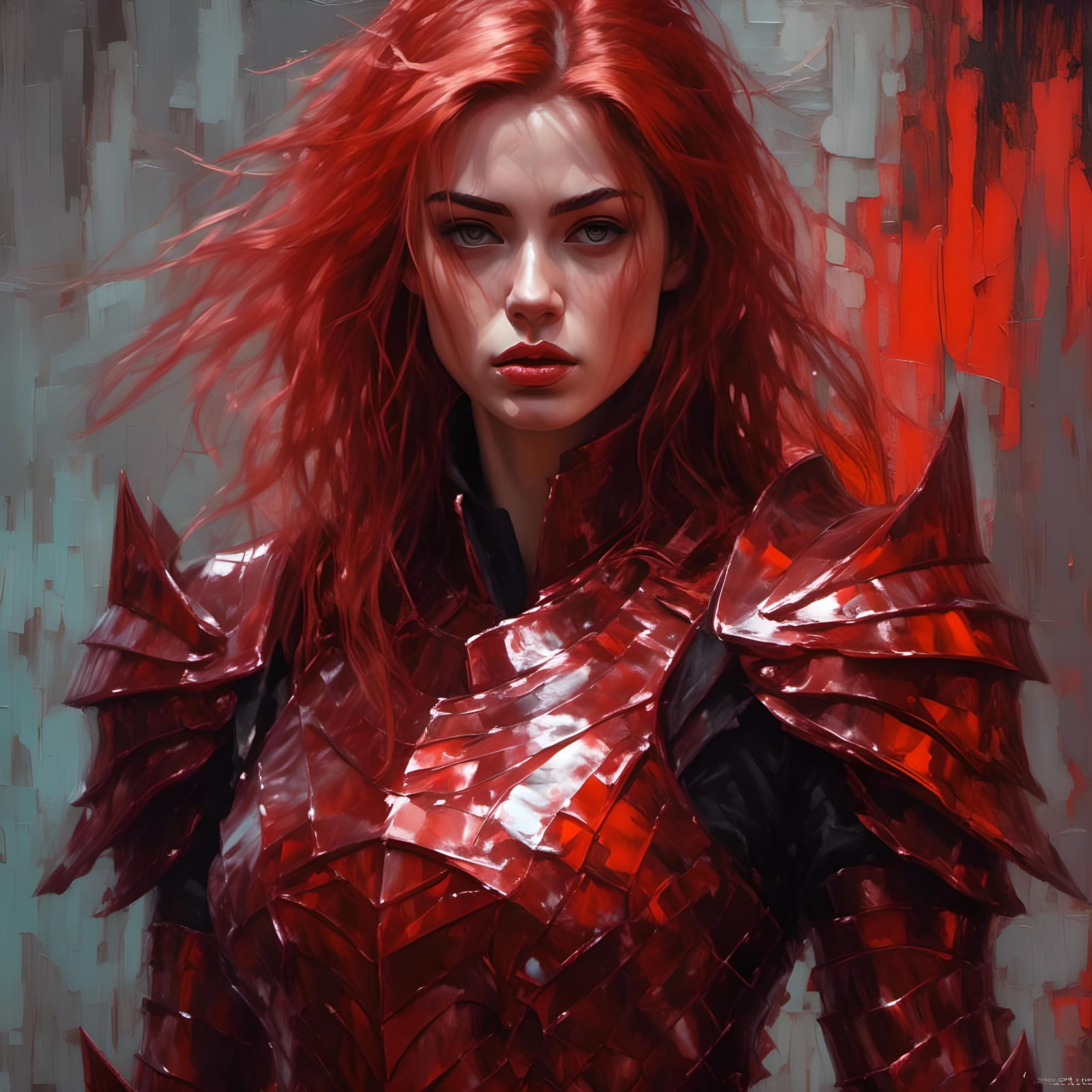 Crimson Knight: A 1990s Fantasy Portrait