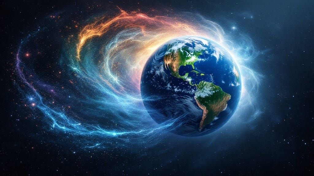 Cosmic Emergence in Swirling Rainbow Hues