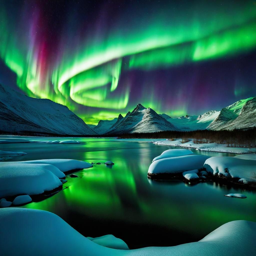 Aurora Borealis Over Tranquil Scenery