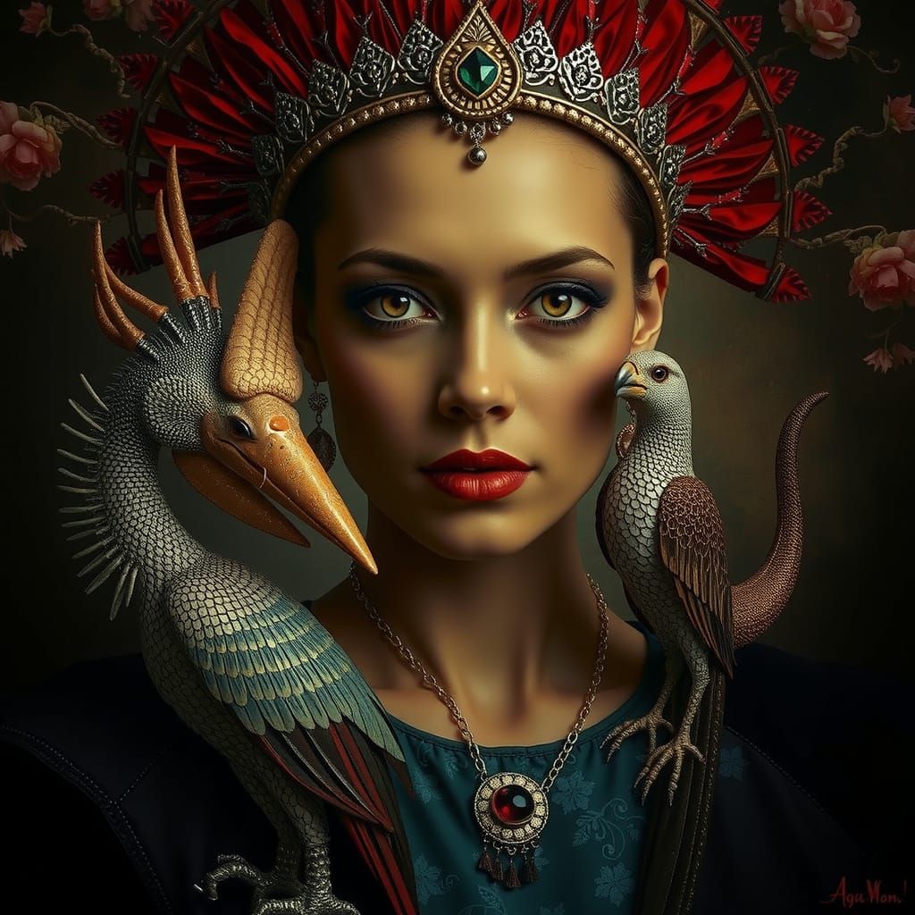Cockatoo-Woman Portrait in Max Ernst Style