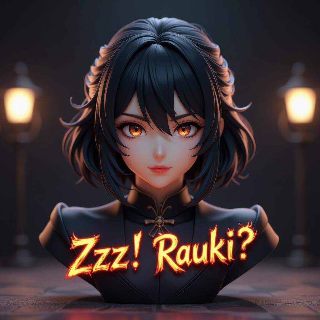 Dark Anime Portrait with Fiery Accents