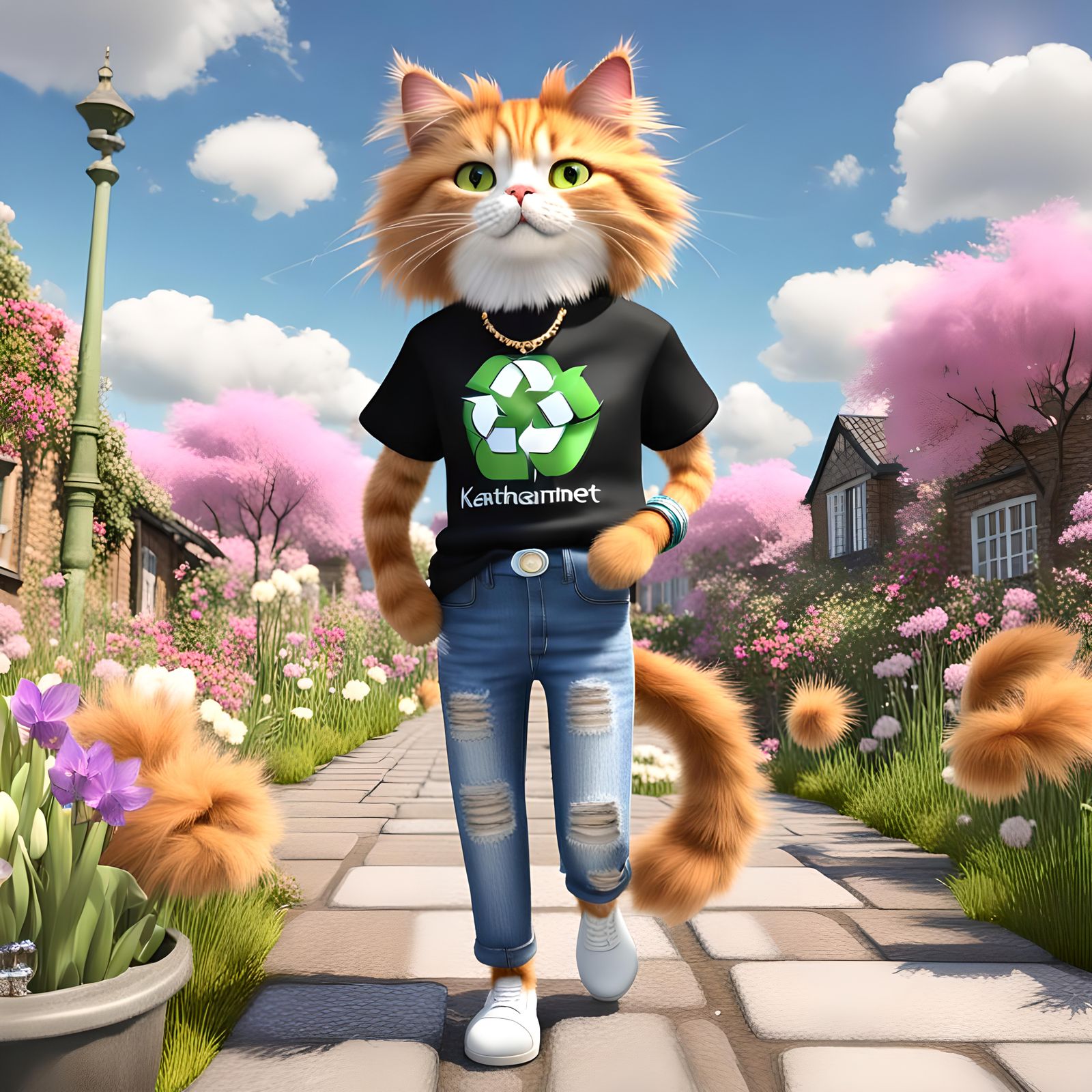 Bella FashionCat Catwalks "Katherine Hamlet" Recycle T-shirt...