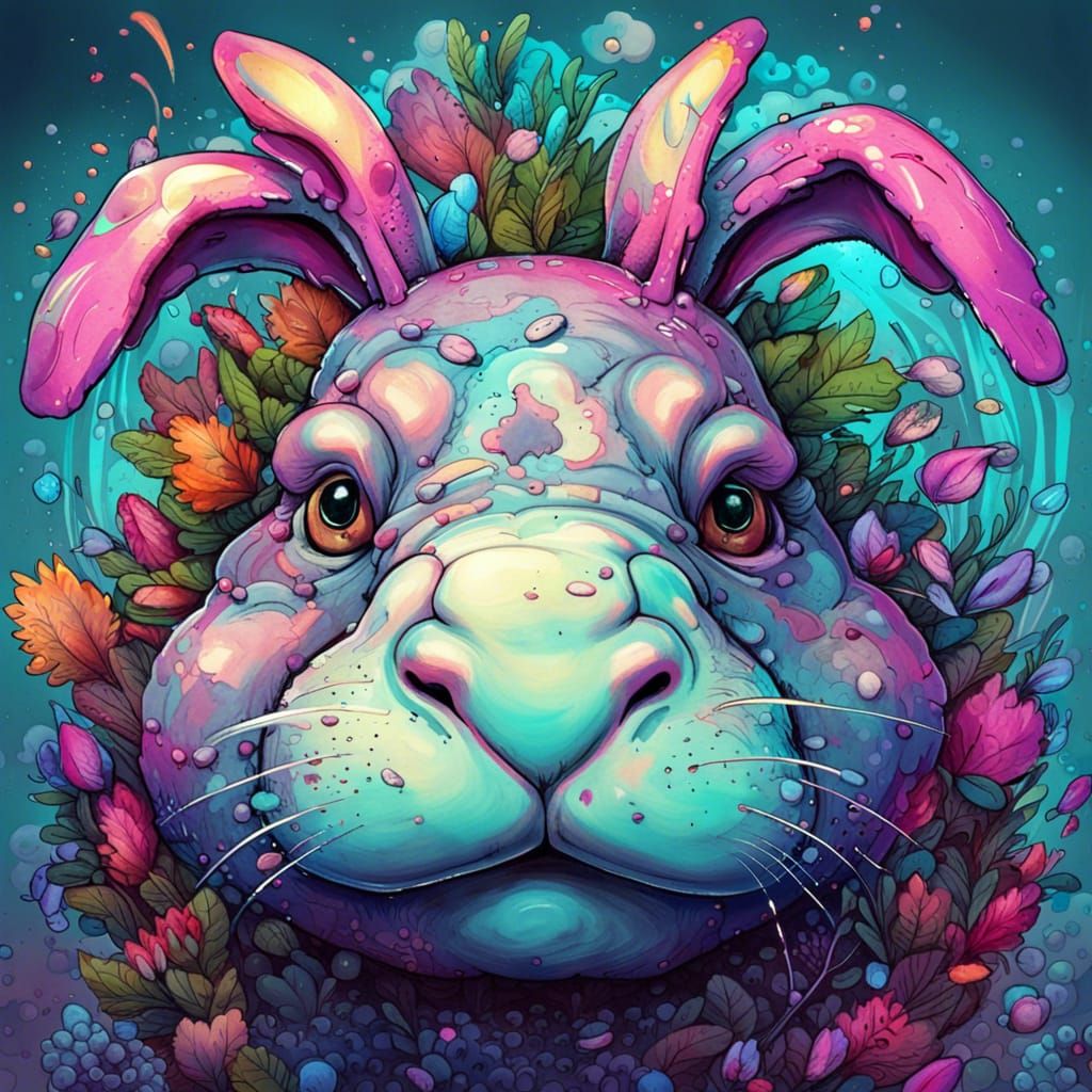 Hippo Rabbit Hybrid in Street Art Style
