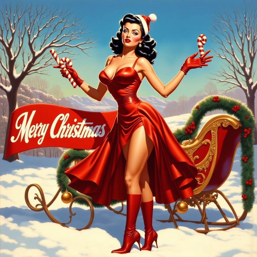 <lora:Pin-up flux:1.0> A beautiful masterpiece of a 1950s br...