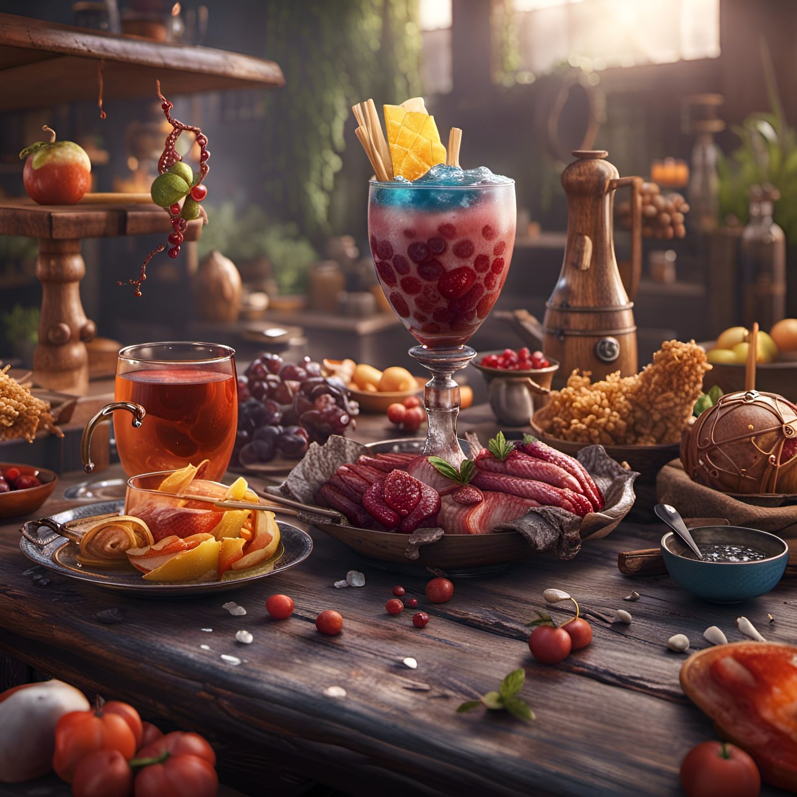 Fantastical Food and Drinks in Detailed Matte Painting