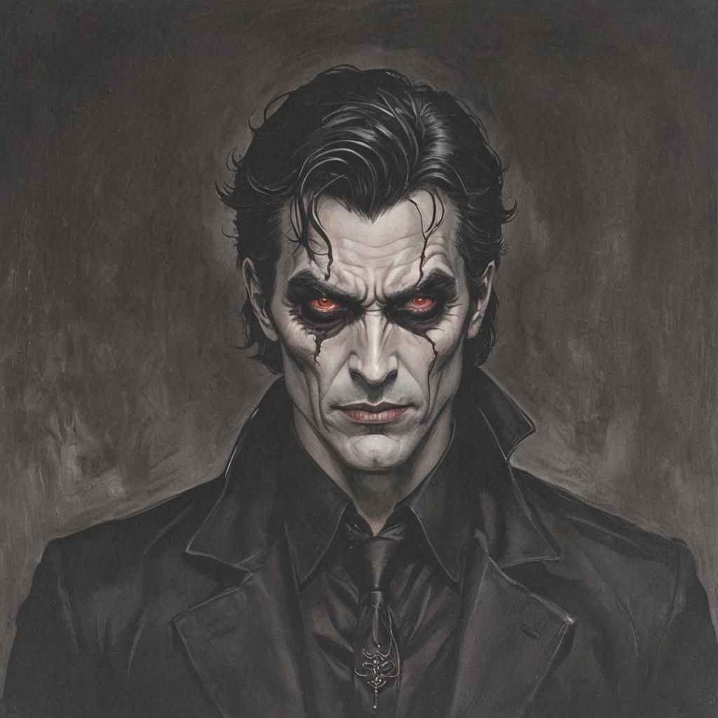 Darkly Handsome and Sinister Character Portrait