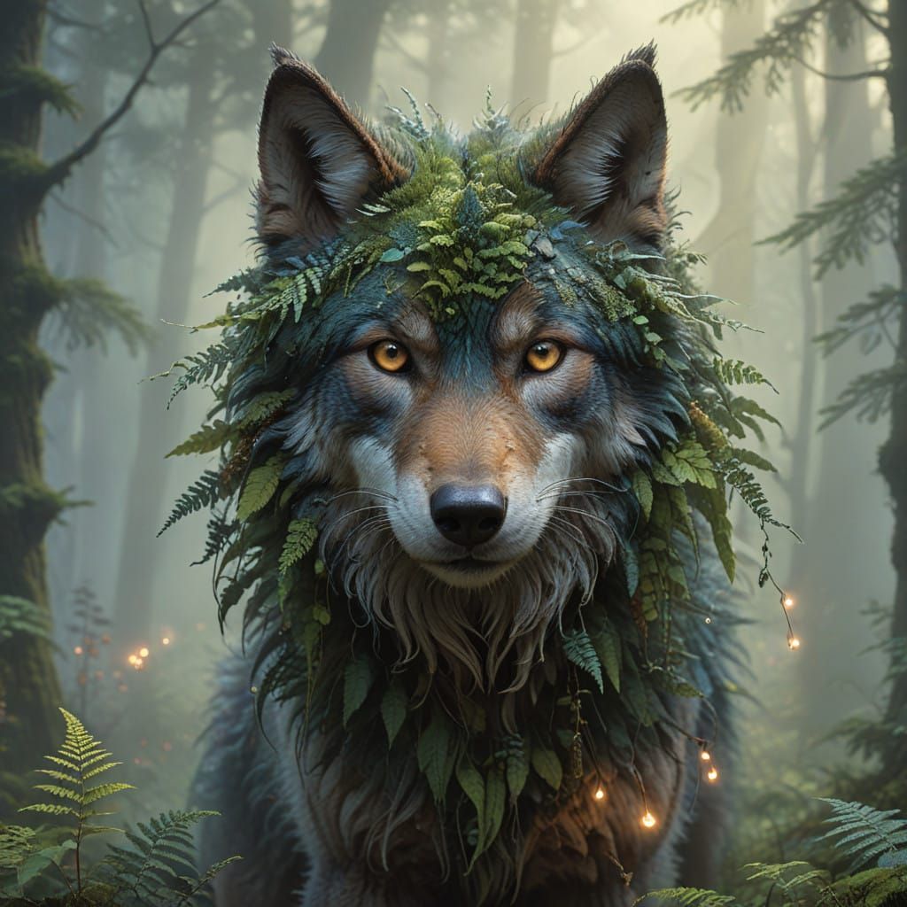 Majestic Wolf in Mystical Forest