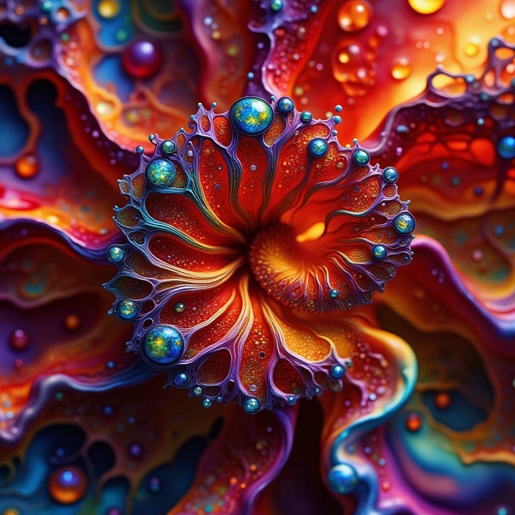 Red Fractals in Hyperrealistic HDR